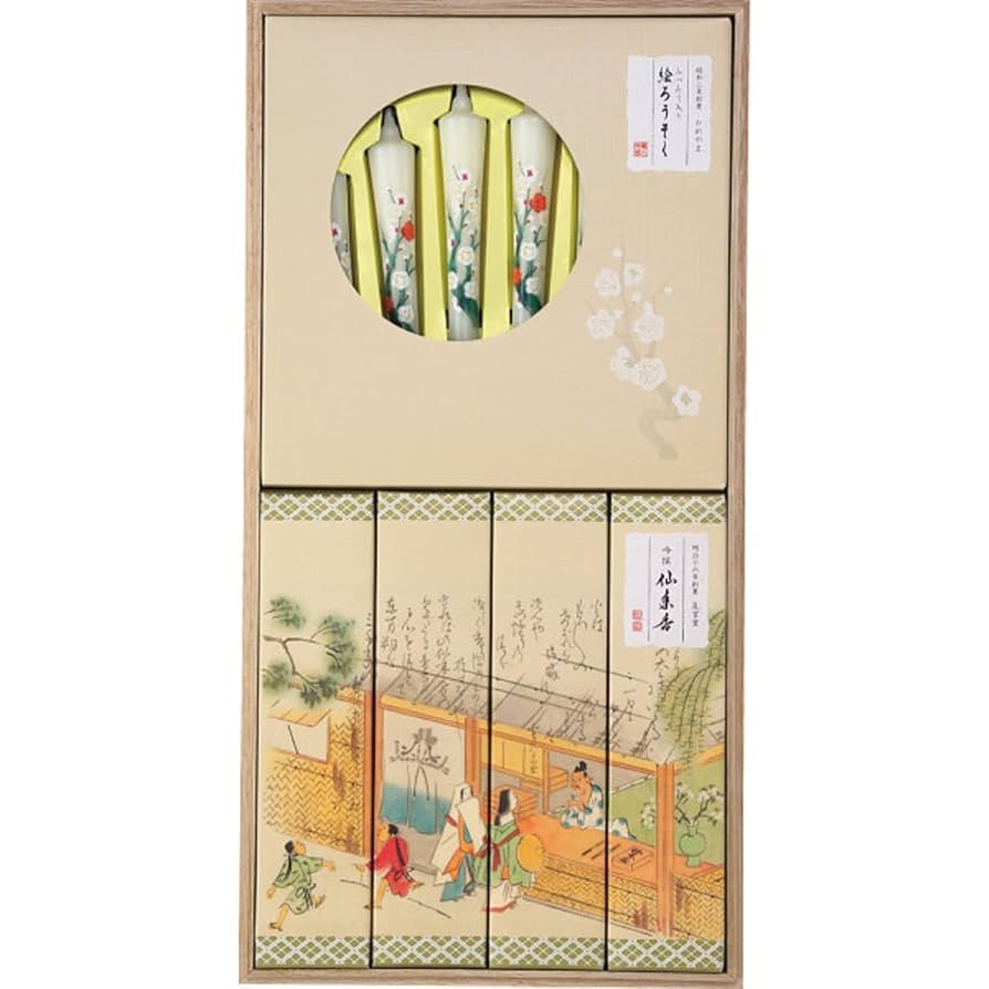 Amazon｜吟撰 仙年香 絵ろうそくセット 桐箱 4901435213248